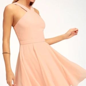 Lulus Forevermore Peach Skater Dress